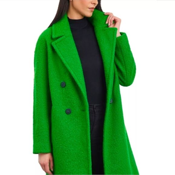 NWTs BCBGeneration Double Breasted Boucle Walker Coat in Kelly Green Sz XS - Picture 1 of 13
